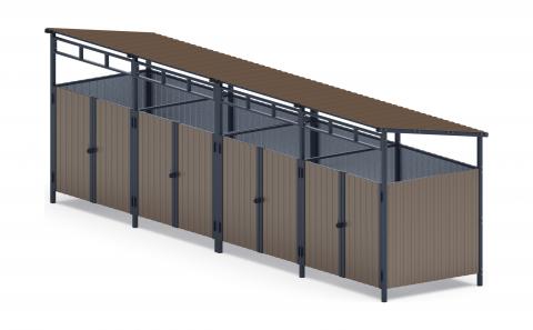Навес контейнерной площадки для мусора (4 секции) МФ 55.02.02.4-02
