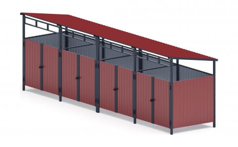 Навес контейнерной площадки для мусора (4 секции) МФ 55.02.02.4-04