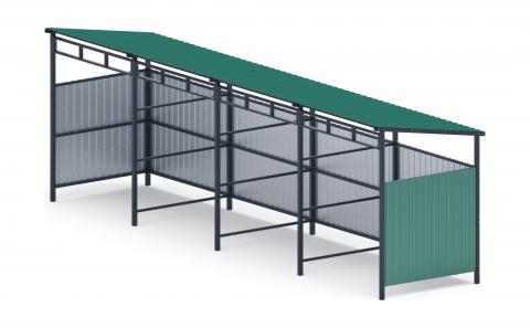 Навес контейнерной площадки для мусора (4 секции) МФ 55.02.03.4-01