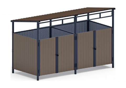 Навес контейнерной площадки для мусора (коричневый) (2 секции) МФ 55.02.02-02