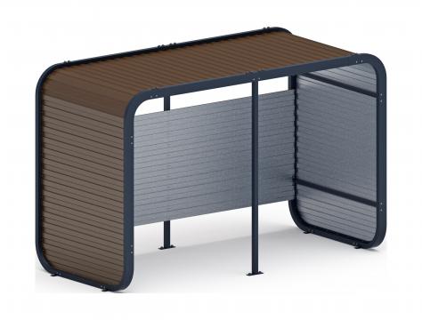 Навес контейнерной площадки для мусора (коричневый) (2 секции) (под анкера) МФ 55.01.02-02