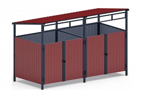 Навес контейнерной площадки для мусора (красный) (2 секции) МФ 55.02.02-04