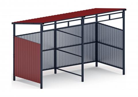 Навес контейнерной площадки для мусора (красный) (2 секции) МФ 55.02.03-04