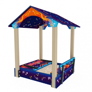 Песочница-домик с крышкой Космос