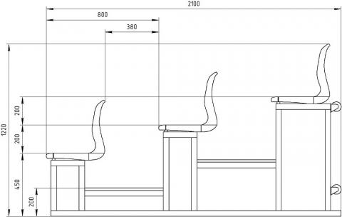 Трибуна мобильная 3 ряда сиденья пластиковые на 15 мест