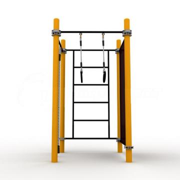 Детский воркаут комплекс с канатом, кольцами, скалодромом и шведской стенкой