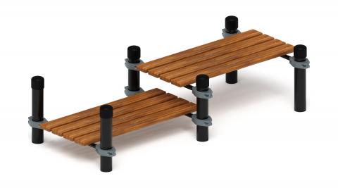 Воркаут 108. Гимнастическая скамья двойная разноуровневая (серый) ВТ 02.01-03