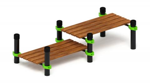 Воркаут 89. Гимнастическая скамья двойная разноуровневая (зеленый) ВТ 01.01-02