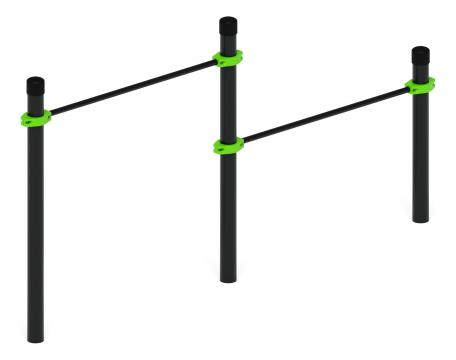 Воркаут 89. Перекладины стационарные разноуровневые (зеленый) ВТ 01.07-02