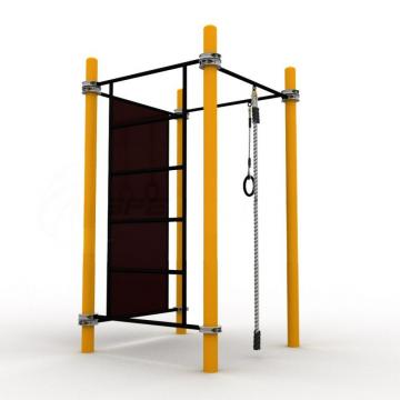 Детский воркаут комплекс с канатом, кольцами, скалодромом и шведской стенкой