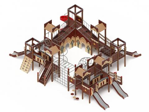 Детский игровой комплекс «Замок» ДИК 2.18.12 (винтовой скат) H=2000 H=1200 H=900