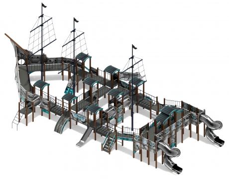 Баркентина (Лагуна) - ДИК 2.03.3.06-22 - Игровой комплекс (нержавейка скат) H=1200, Н=1500, Н=2000