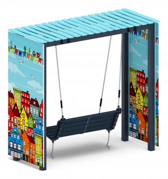 Пергола с качелями (Город) - МФ 78.06.01-05.И1/без поликарбоната/