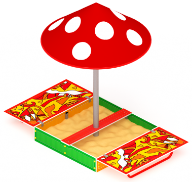 Песочница с крышкой средняя и навесом Грибок (Рыбы) - ИО 5.01.10-04