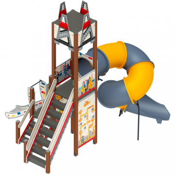 Детский игровой комплекс Буровая горка труба винтовая Н 2000, горка 750 ДИК 2.28.02-01