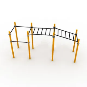 Детский рукоход двухсекционный с подъёмом и 3 турника