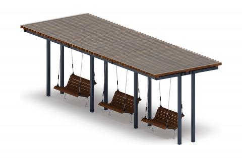 Пергола тент с качелями (прямая) - МФ 78.04.03-И1 /с поликарбонатом/