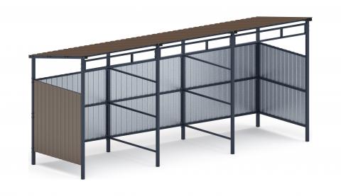 Навес контейнерной площадки для мусора (3 секции) МФ 55.02.03.3-02