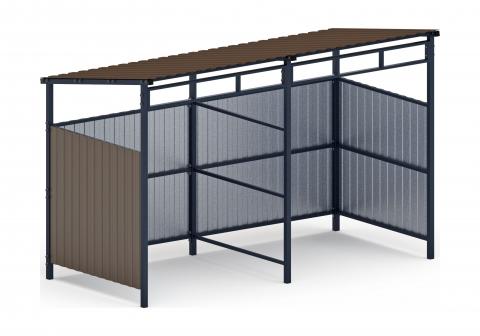Навес контейнерной площадки для мусора (коричневый) (2 секции) МФ 55.02.03-02