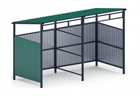 Навес контейнерной площадки для мусора (зеленый) (2 секции) МФ 55.02.03-01