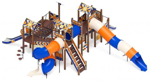 Остров детства (Калейдоскоп) (Винтовой скат) - ДИК 2.01.8.02-45 - Игровой комплекс H=2000, H=1200, Н=750