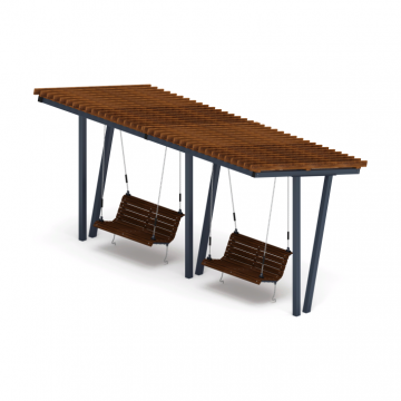 Пергола тент с качелями (наклоная) - МФ 78.03.02-01.И1 /без поликарбоната/