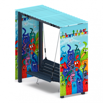 Пергола с качелями (Коты) - МФ 78.06.01-07.И1 /без поликарбоната/