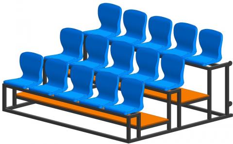 Трибуна мобильная 3 ряда сиденья пластиковые на 15 мест